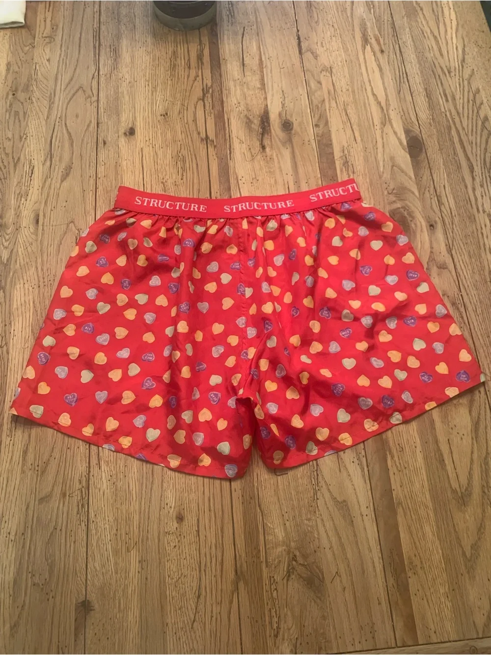 Vintage Structure Red Heart-Print Men’s Silk Boxers